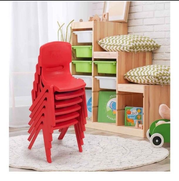6-Pack Stackable Plastic Kids Red Chairs - photo 3