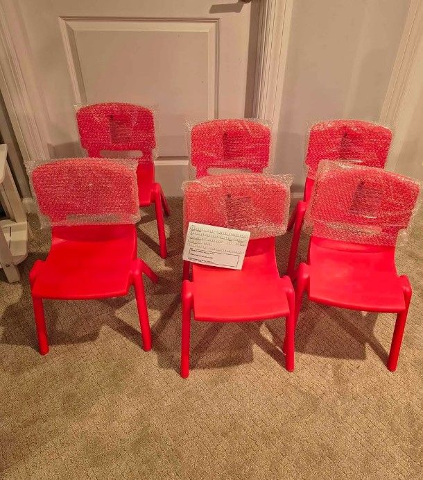 6-Pack Stackable Plastic Kids Red Chairs - photo 4