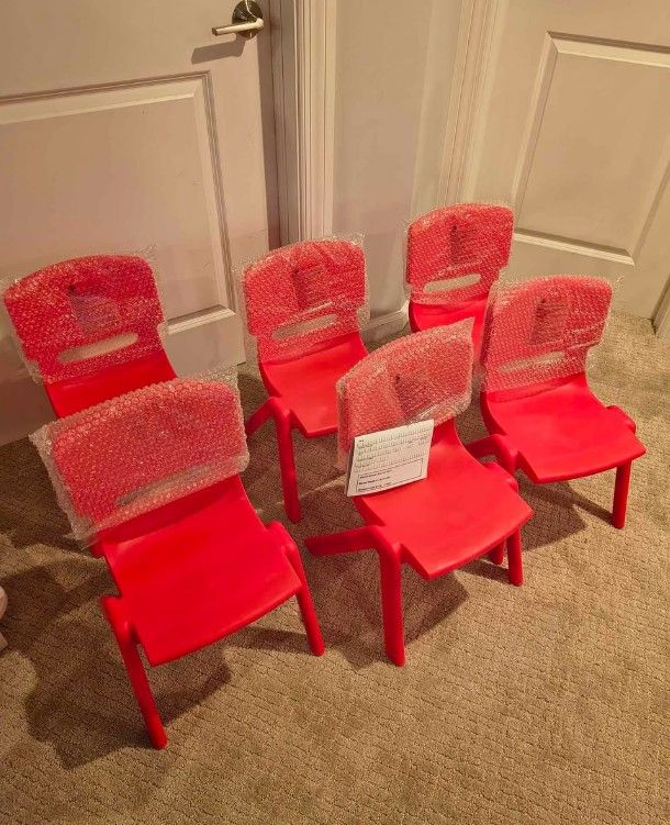 6-Pack Stackable Plastic Kids Red Chairs - photo 5
