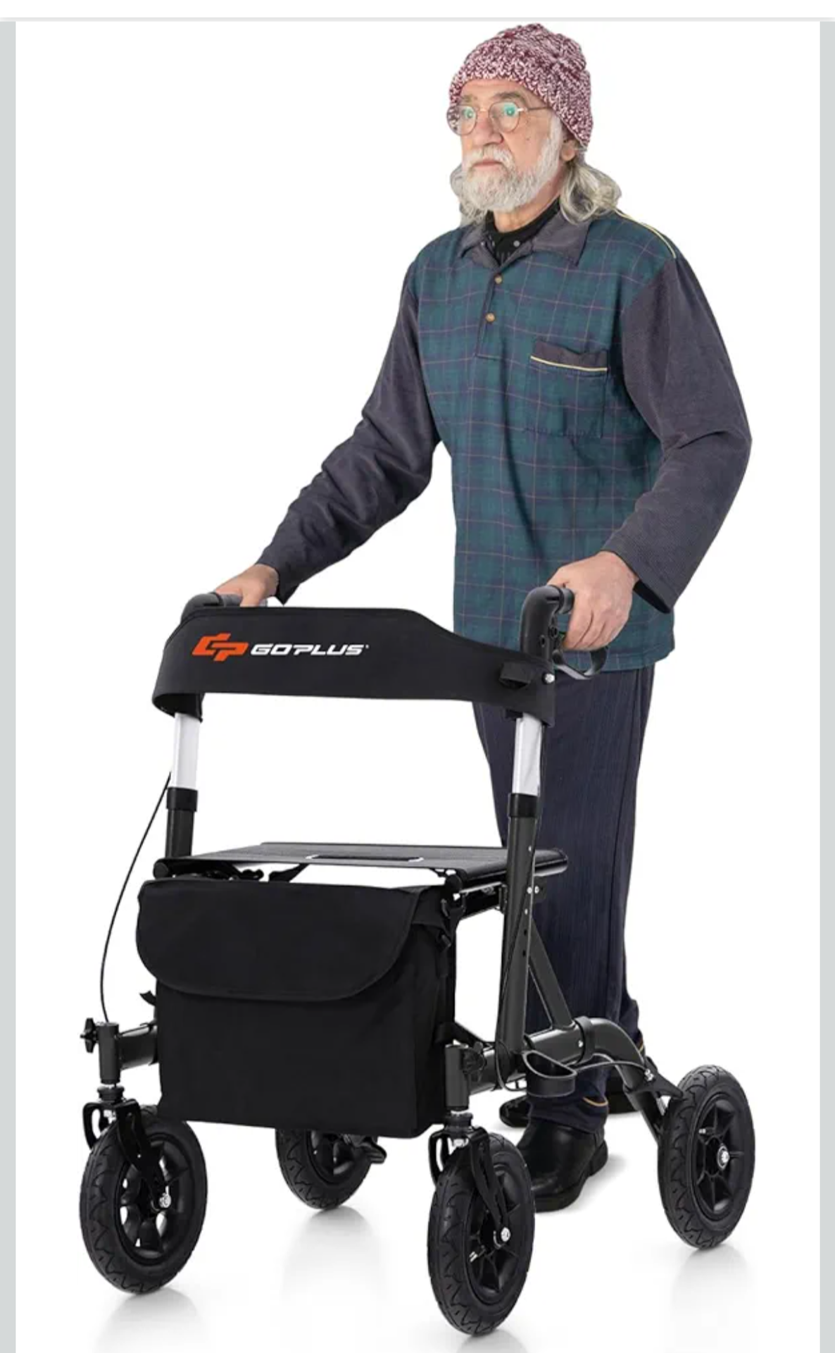 Goplus Foldable Rolling Walker with Seat, Supports up to 350 lbs - photo 2