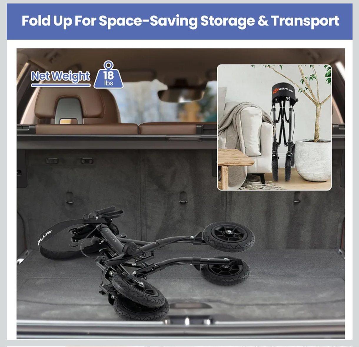 Goplus Foldable Rolling Walker with Seat, Supports up to 350 lbs - photo 5