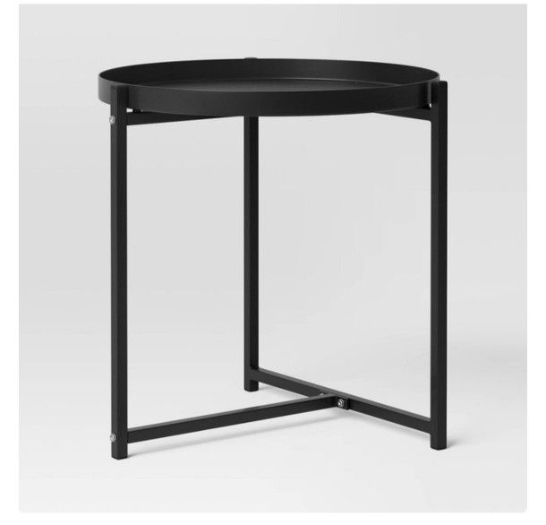Room Essentials Outdoor Steel Round Side Table with Tray Top - photo 2