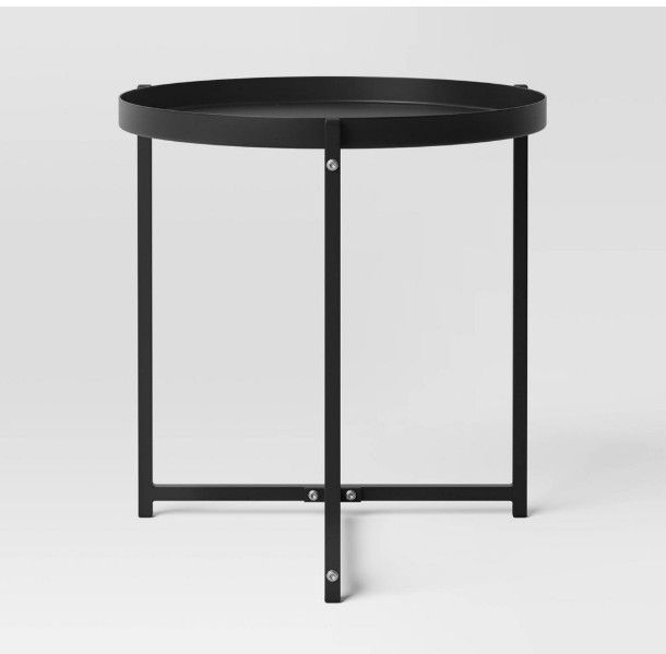 Room Essentials Outdoor Steel Round Side Table with Tray Top - photo 3
