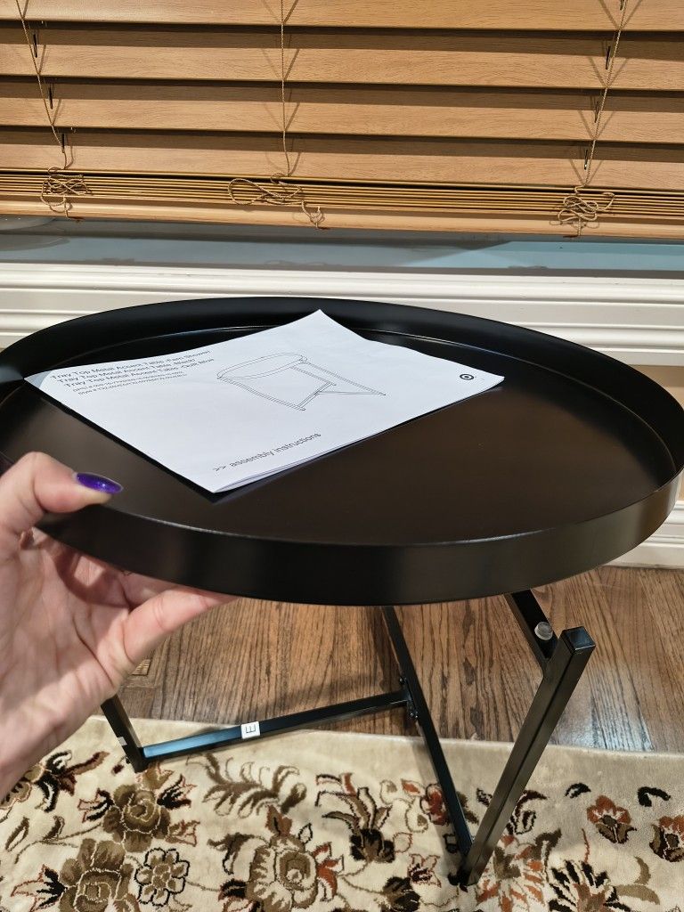 Room Essentials Outdoor Steel Round Side Table with Tray Top - photo 5