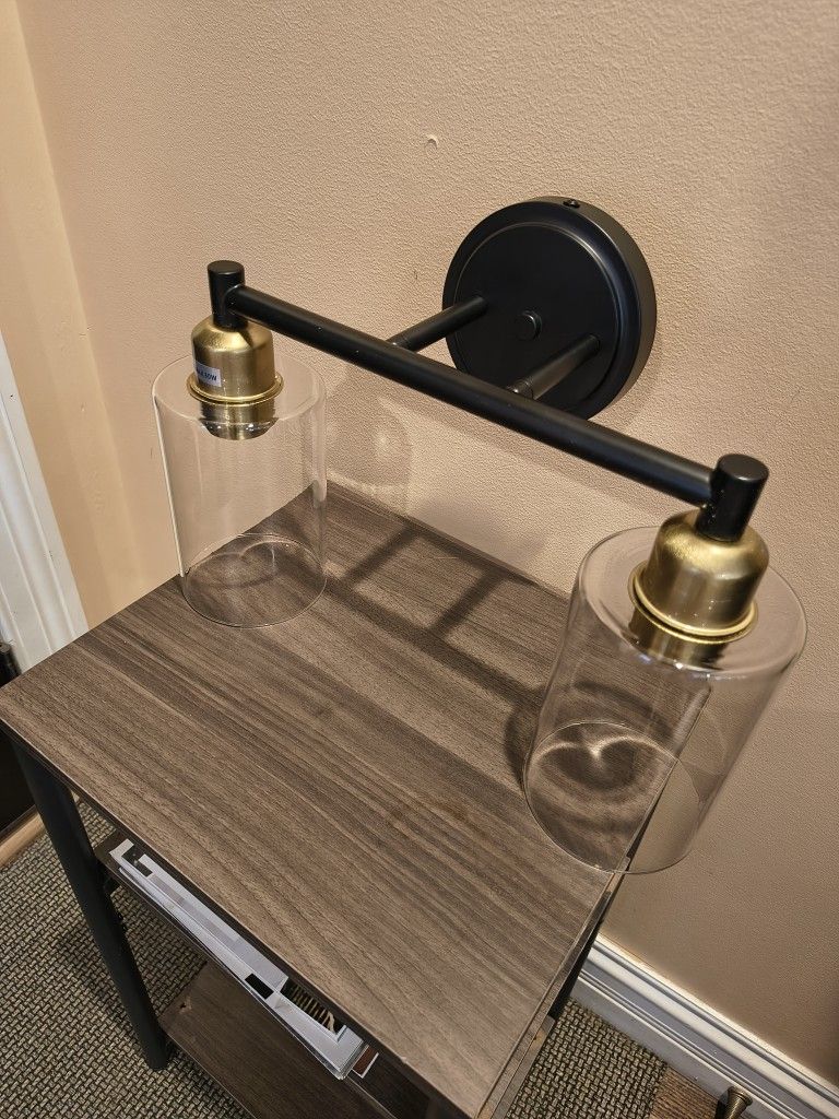 2-Light Modern Light Fixture, Black/Gold - photo 2