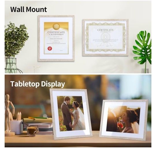 8.5 x 11 Picture Frames with Mat, Set of 5, Beige