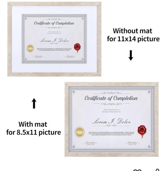 8.5 x 11 Picture Frames with Mat, Set of 5, Beige - photo 3