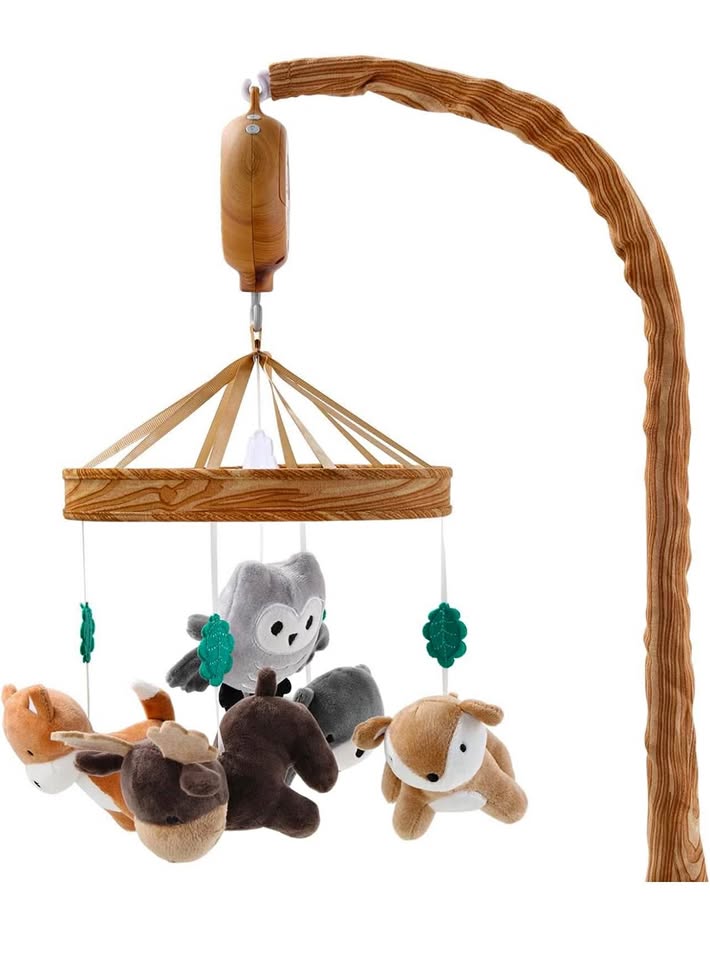 The Peanutshell Crib Mobile - Woodgrain Musical Baby Crib