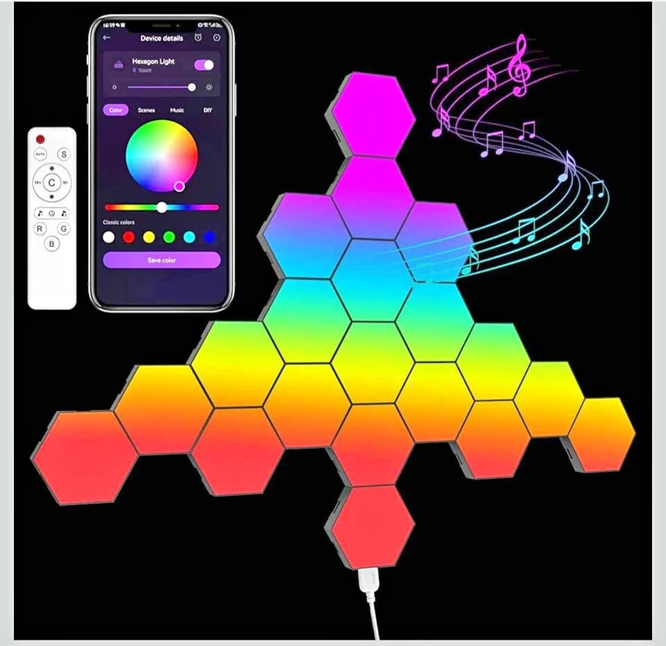 Hexagon Led Wall Lights Panels: 20Pack Gaming Room Accessories H