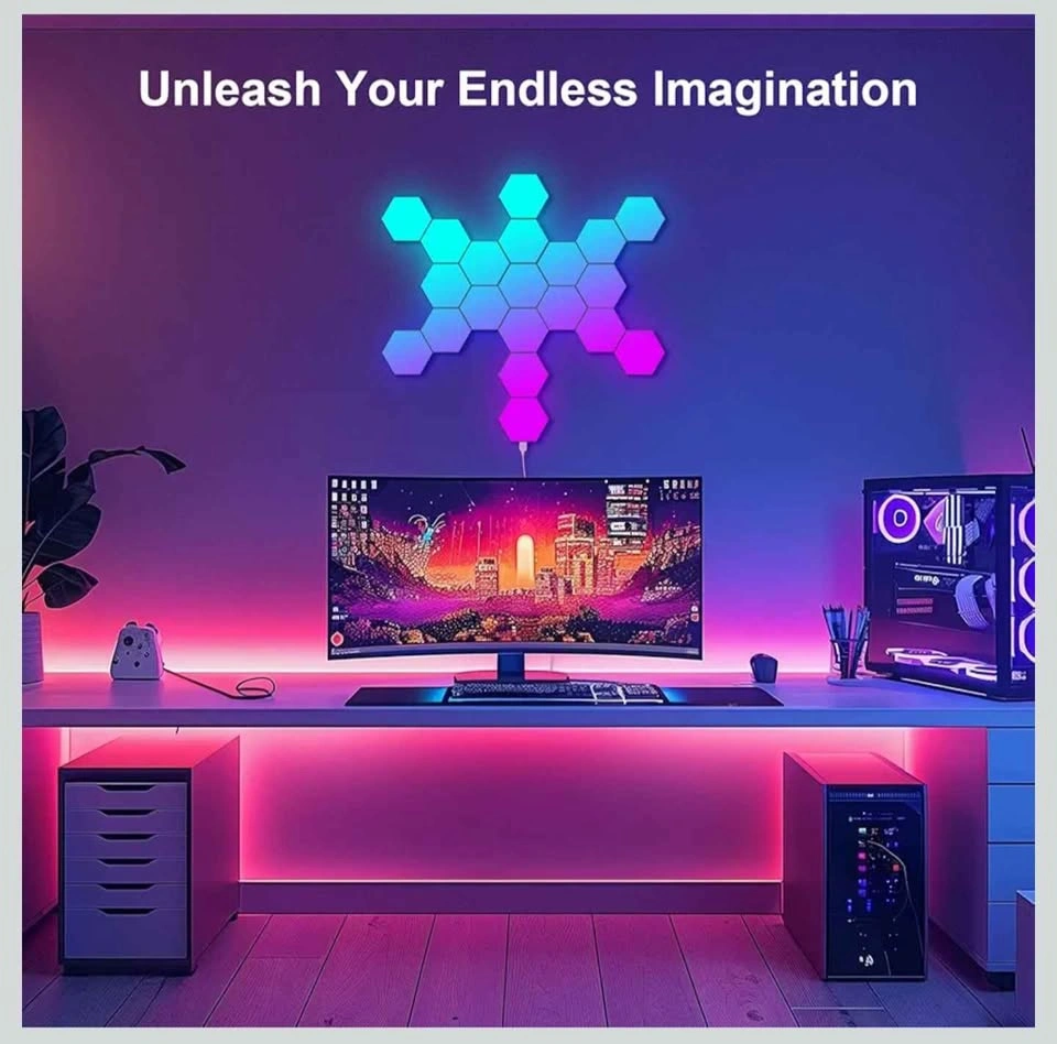 Hexagon Led Wall Lights Panels: 20Pack Gaming Room Accessories H - photo 3