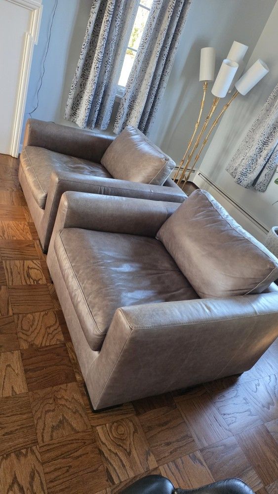 Arm Chairs Leather Set Of 2 Modern Oversized