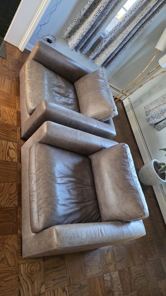 Arm Chairs Leather Set Of 2 Modern Oversized - photo 4