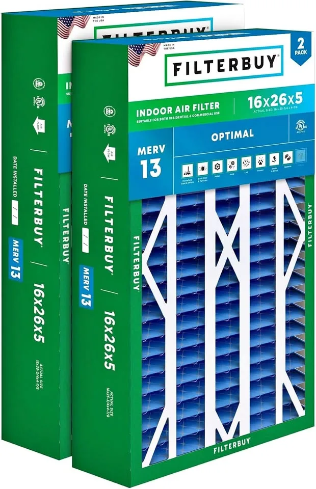 Filterbuy 16x26x5 Air Filter MERV 13 Optimal Defense (2-Pack) thumbnail