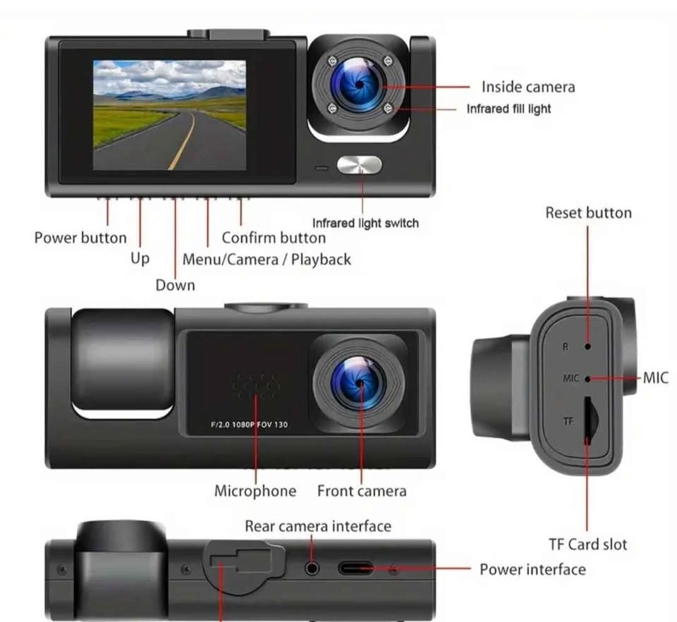 Full HD 1080P Dual Dash Cam with Inside Camera & Optional 32GB - photo 2