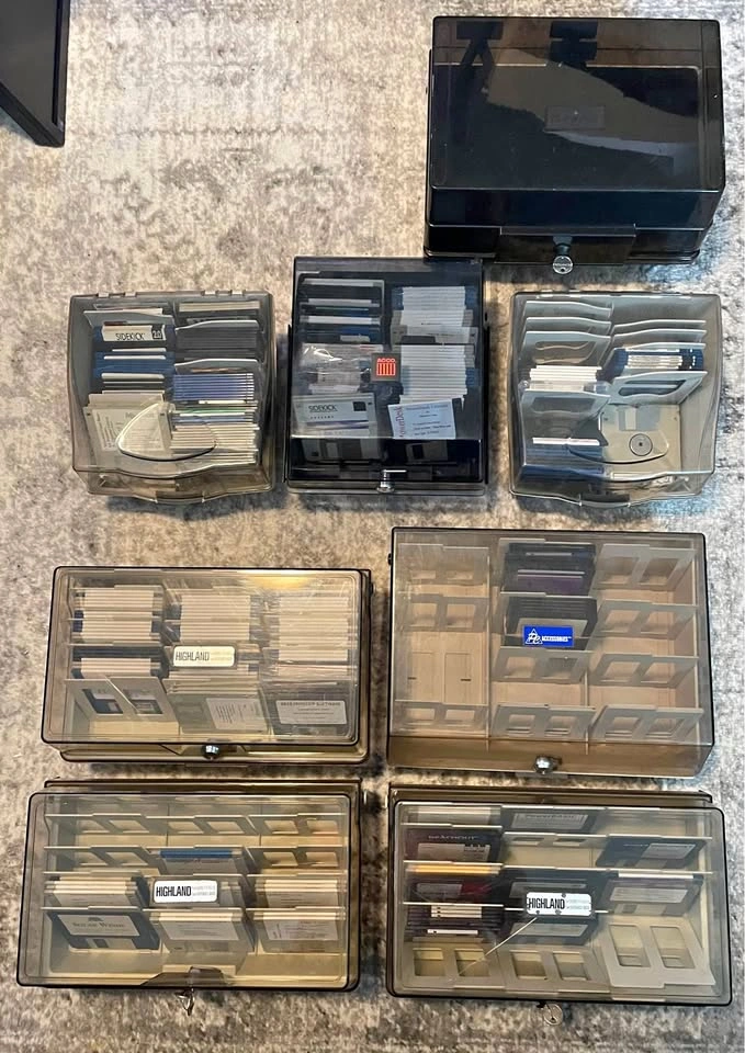 Large lot of Vintage Computer Hardware and Storage Cases