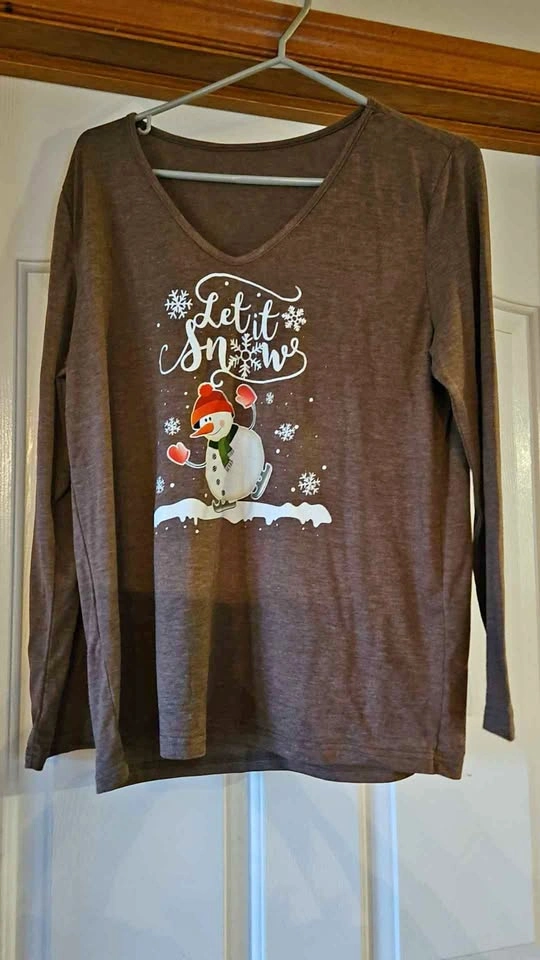 Brown 'Let it Snow' Long Sleeve Shirt - Size L