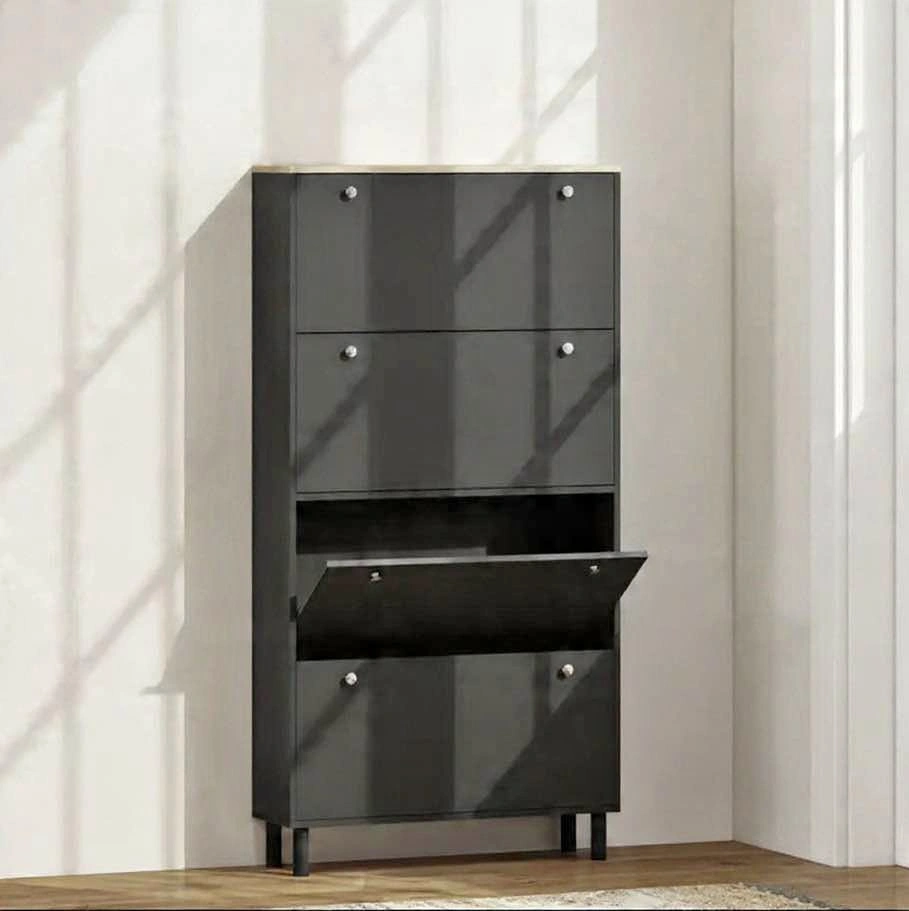 Brand new Slim Black Shoe Cabinet w Multiple Compartments