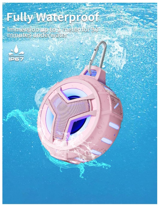 EBODA Waterproof Bluetooth Shower Speaker (Pink, IPX7) - photo 3