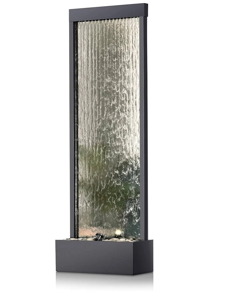 Mirror Waterfall Fountain with Stones & Lights - Indoor/Outdoor - photo 3