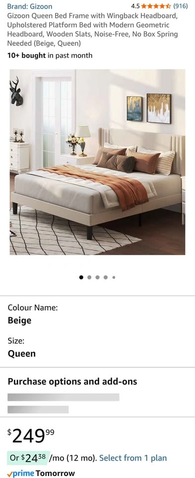 Queen Size Beige Bedframe - photo 2