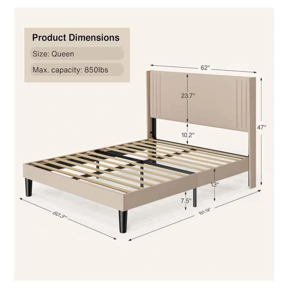 Queen Size Beige Bedframe - photo 3