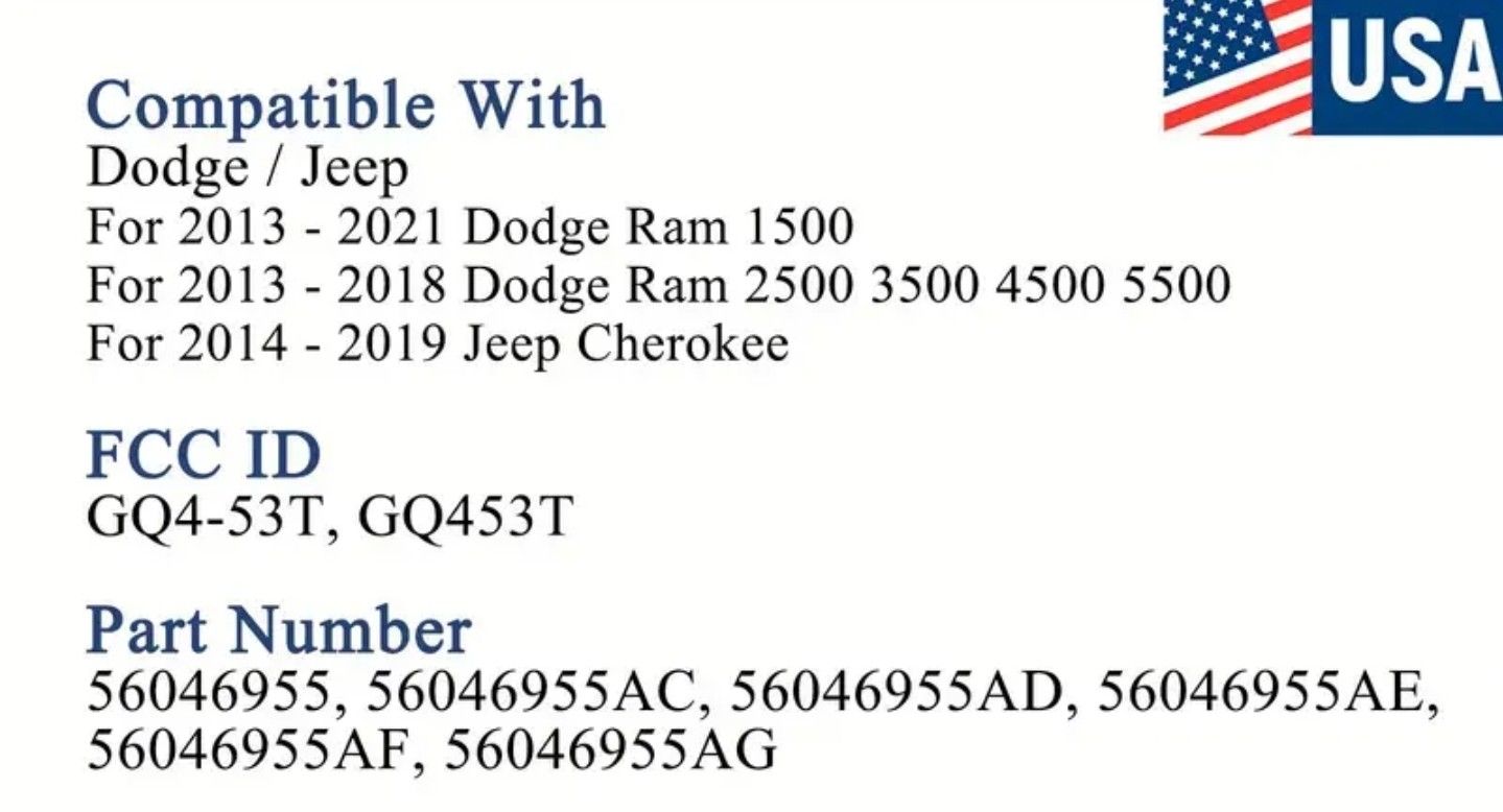 Cherokee Ram Key Fob Remote w/Remote Start - photo 3