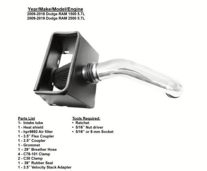 Dodge Ram Cold Air Intake Kit - photo 3