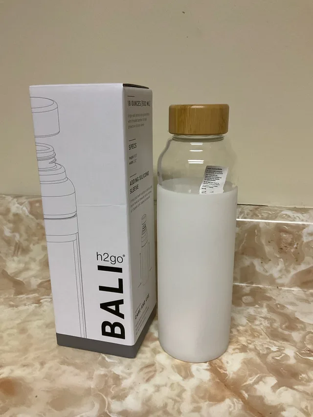 h2go Bali glass water bottle- silicone sleeve brand new thumbnail