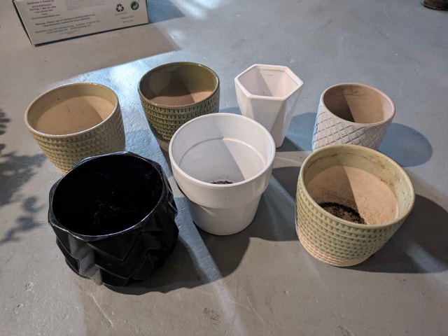 Assorted flower pots