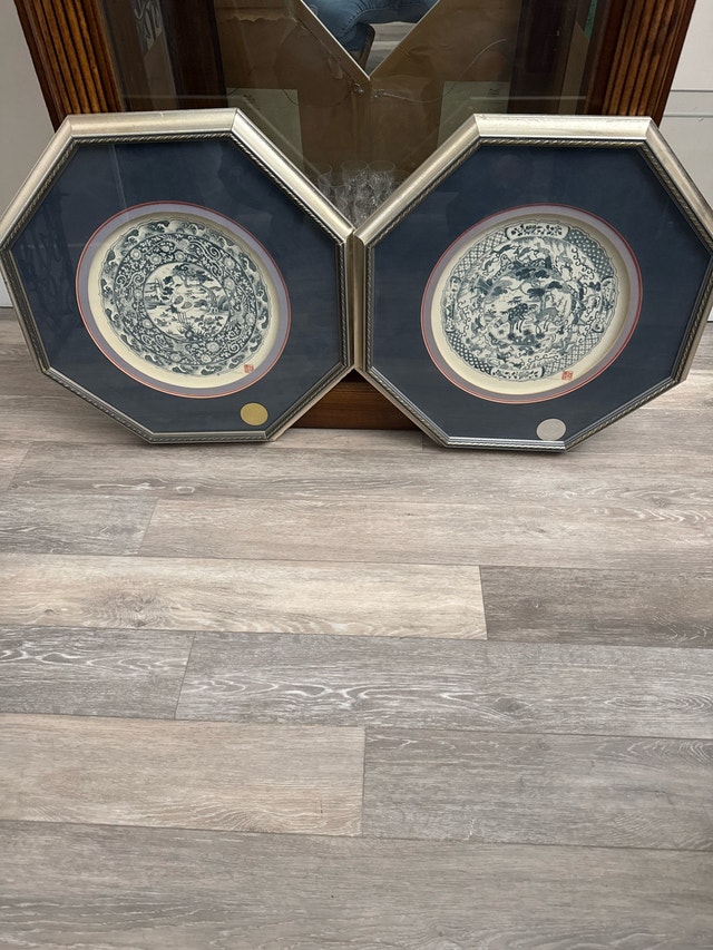 Bombay Company Framed Plates - Deer & Cranes