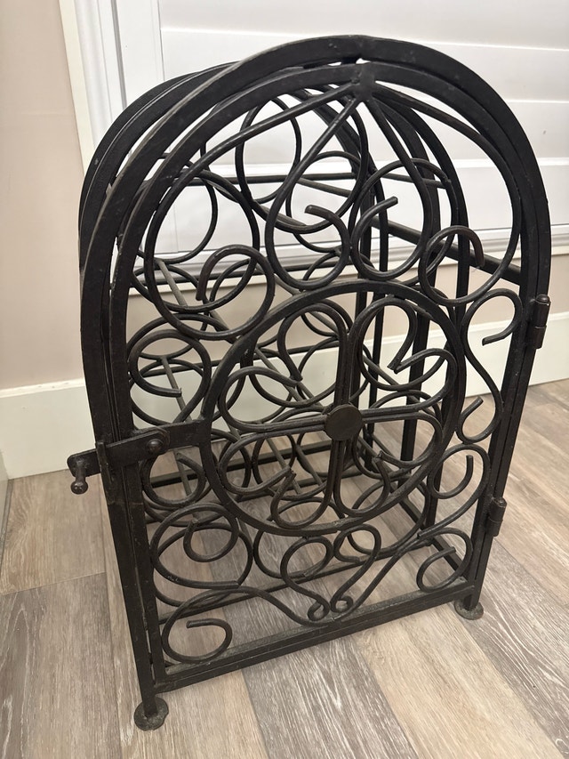 Decorative Metal Wine Rack - Holds 12 Bottles
