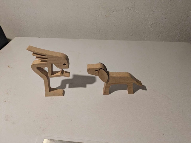 Wooden dog and girl figurine - photo 2