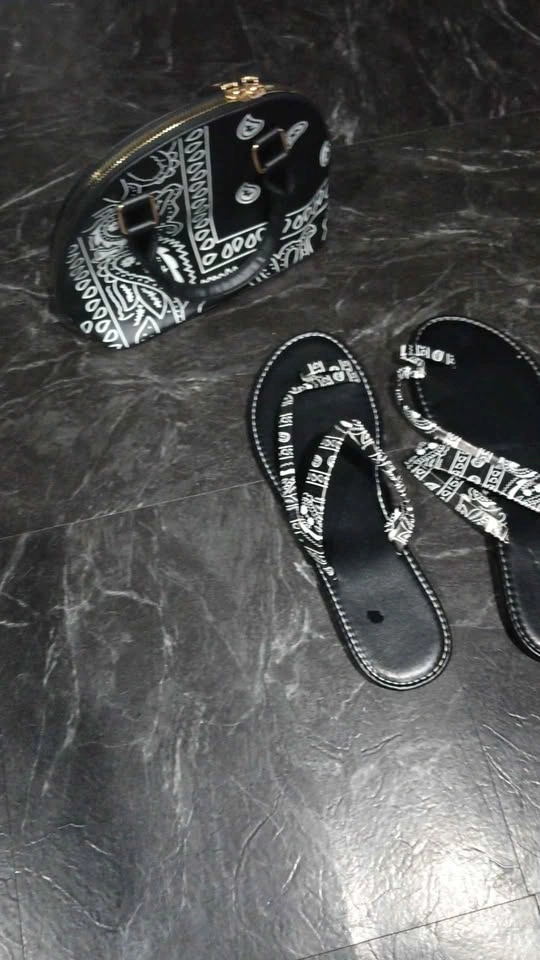 Black Paisley Sandals and Bag - photo 2