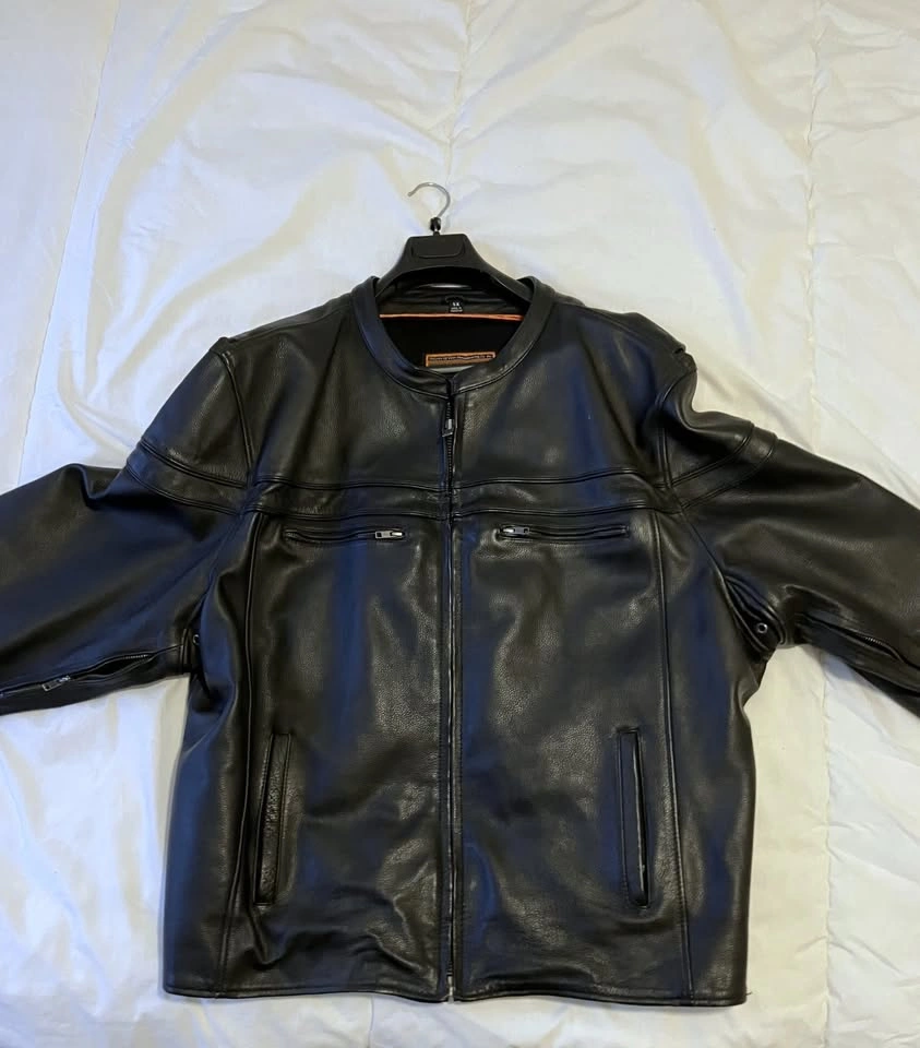 Men's Leather Motorcycle Jacket - photo 4