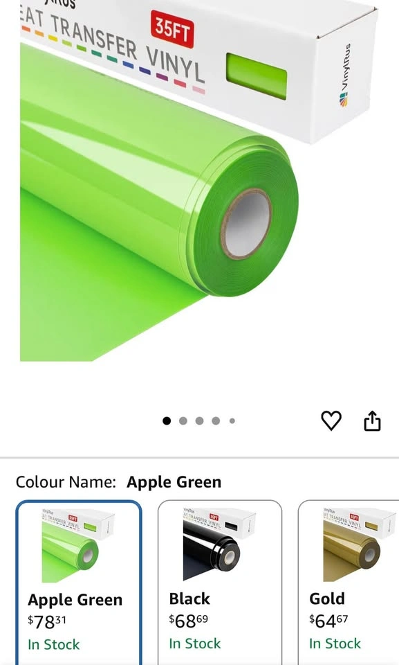 VinylRus Heat Transfer Vinyl - 12" x 35FT Apple Green Iron-On Ro - photo 2