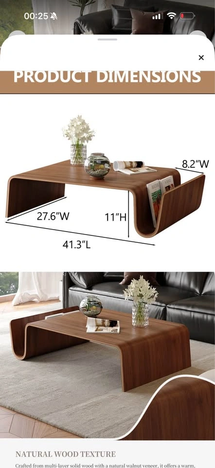 Japandi Coffee Table Walnut - photo 4