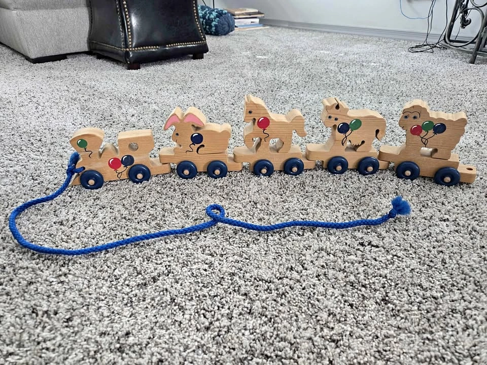 Wooden Circus Train Toy with Pull String
