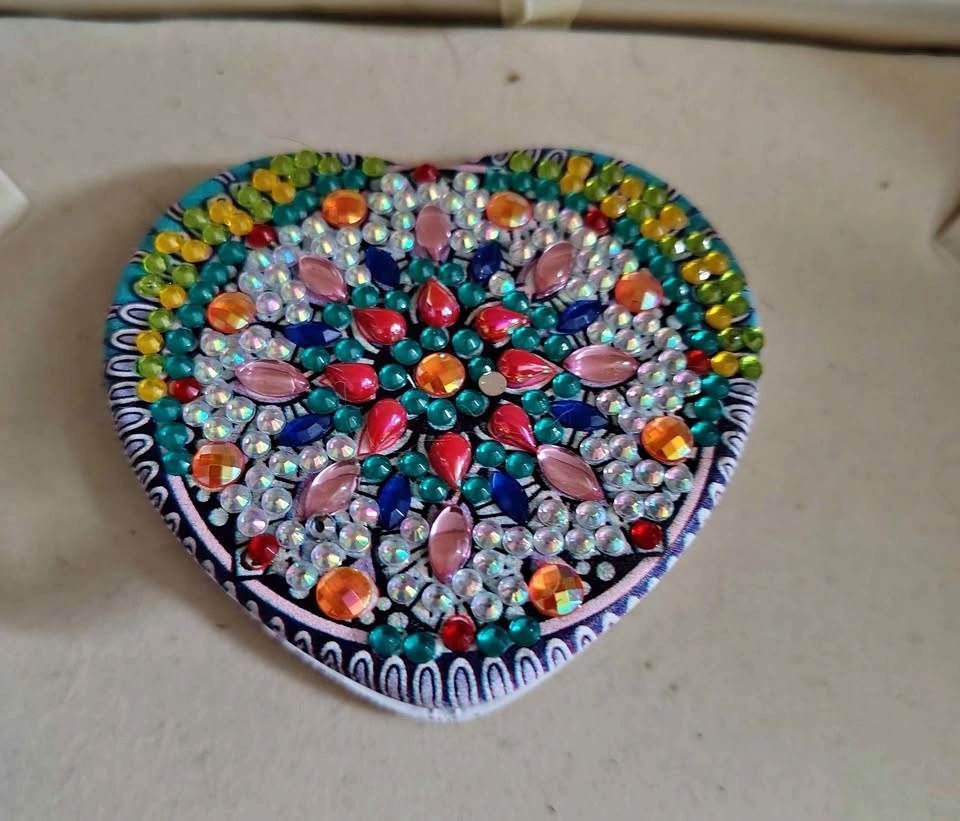 ♥️🪞 Handmade Diamond Heart Compact Mirror ♦️♥️🪞