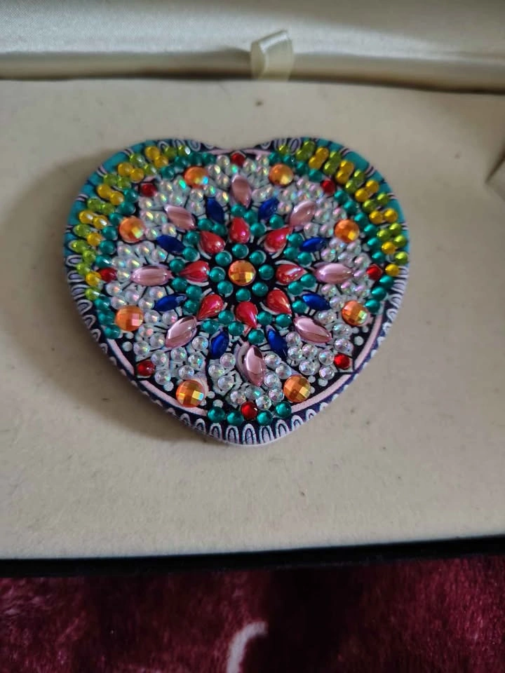 ♥️🪞 Handmade Diamond Heart Compact Mirror ♦️♥️🪞 - photo 2