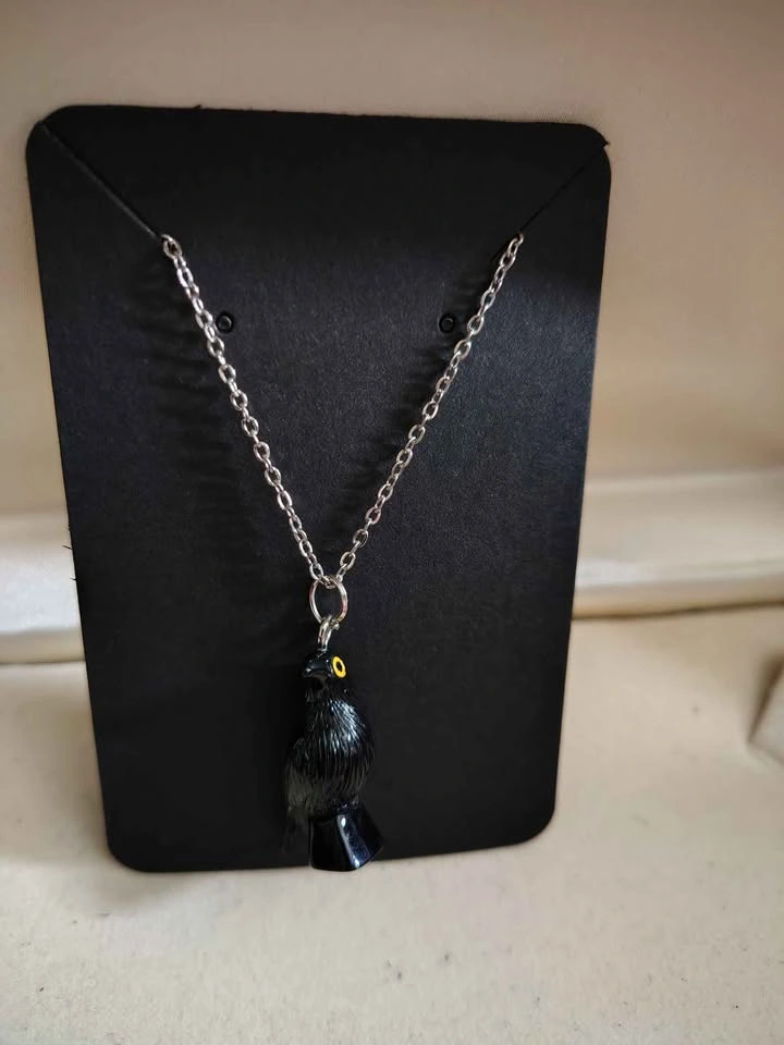 Handmade Gothic Crow Necklace Earring Set - photo 3