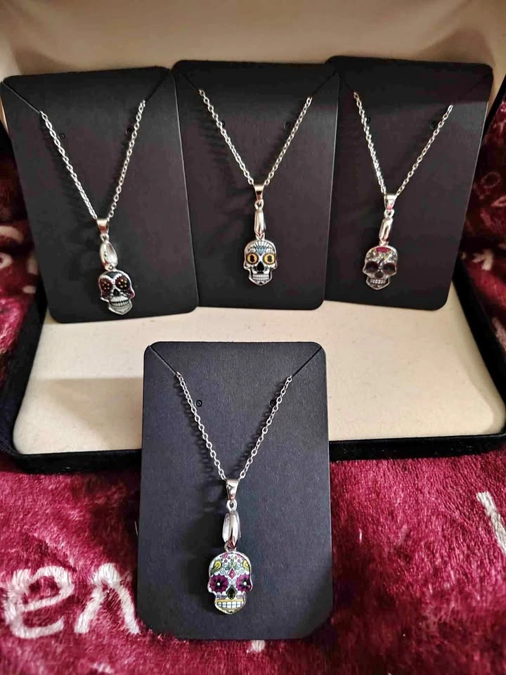 HANDMADE Day of The Dead Skull Candy Necklace Pendant