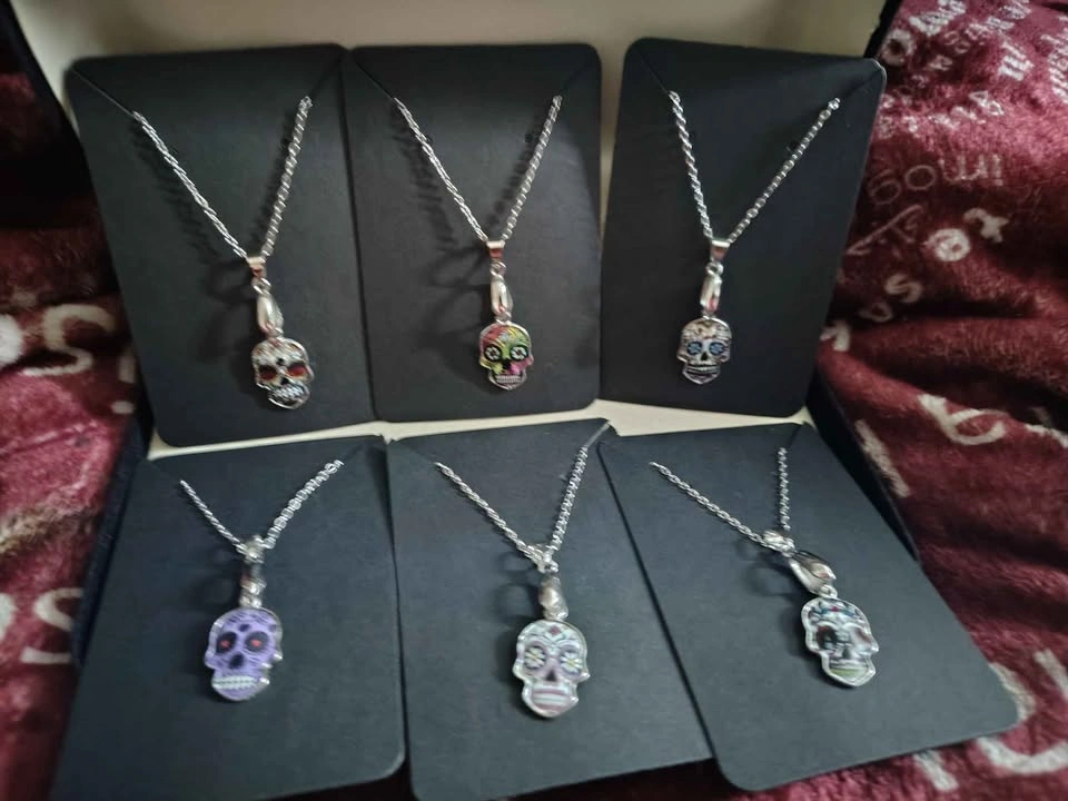 HANDMADE Day of The Dead Skull Candy Necklace Pendant - photo 2