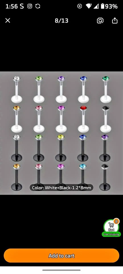 20pcs Acrylic Lip Studs - Nose Ring/Ear Bone