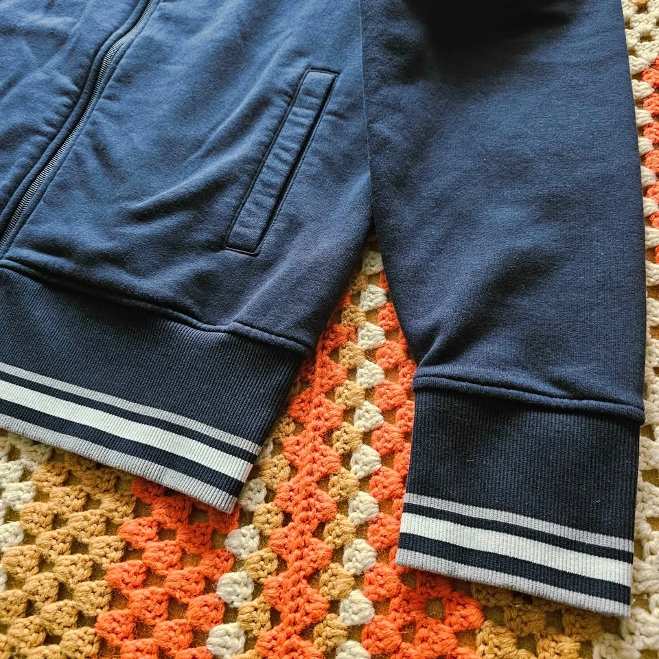 Men's M Michael Kors Navy Varsity Stripe Fleece Bomber Jacket - photo 5
