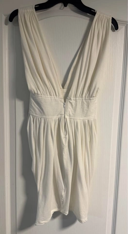 Stolen Girlfriends Club White V-neck Mesh Ruched Dress UK6 - photo 2