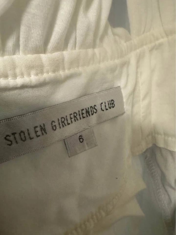 Stolen Girlfriends Club White V-neck Mesh Ruched Dress UK6 - photo 3