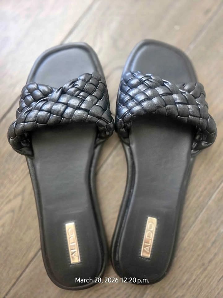 ALDO Black Braided Slide Sandals
