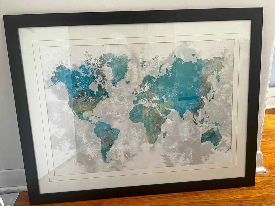 Framed artwork - world map