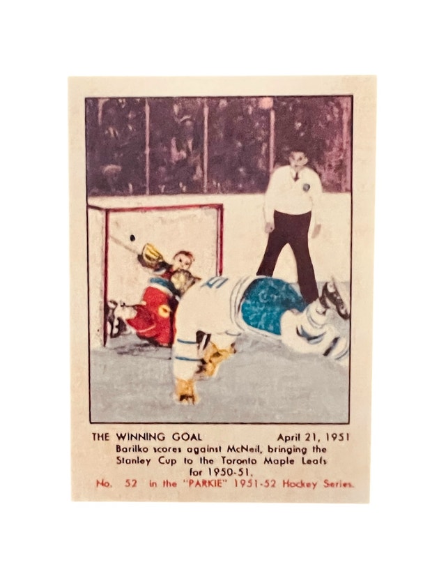 Bill Barilko 1951 Parkhurst Reprinted Card "The Winning Goal"