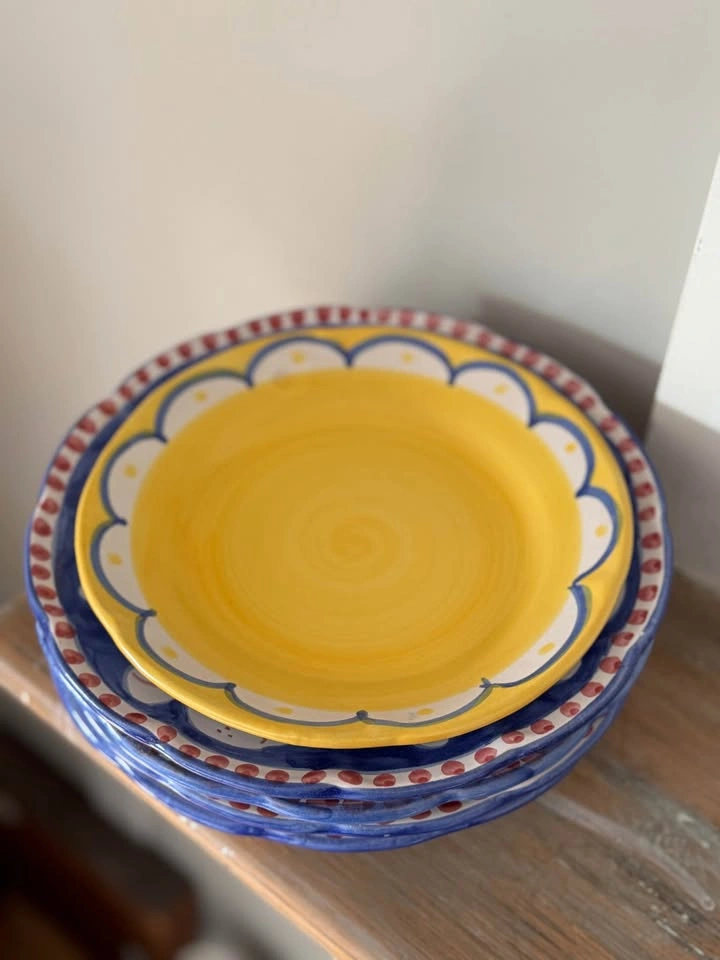 Solimene Vietri Italy Hand-Painted Scalloped Plate - Yellow Swir - photo 5
